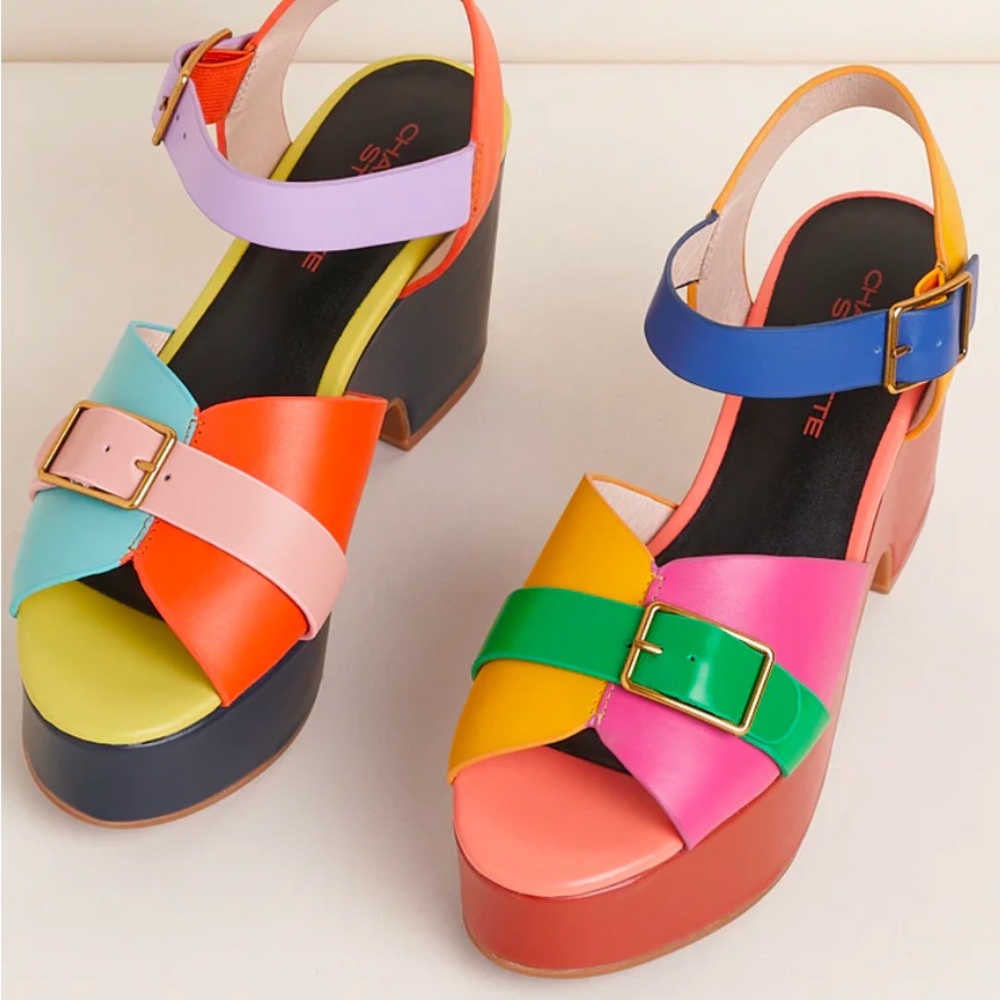 Charlotte Stone Raf Platform Sandals NIB